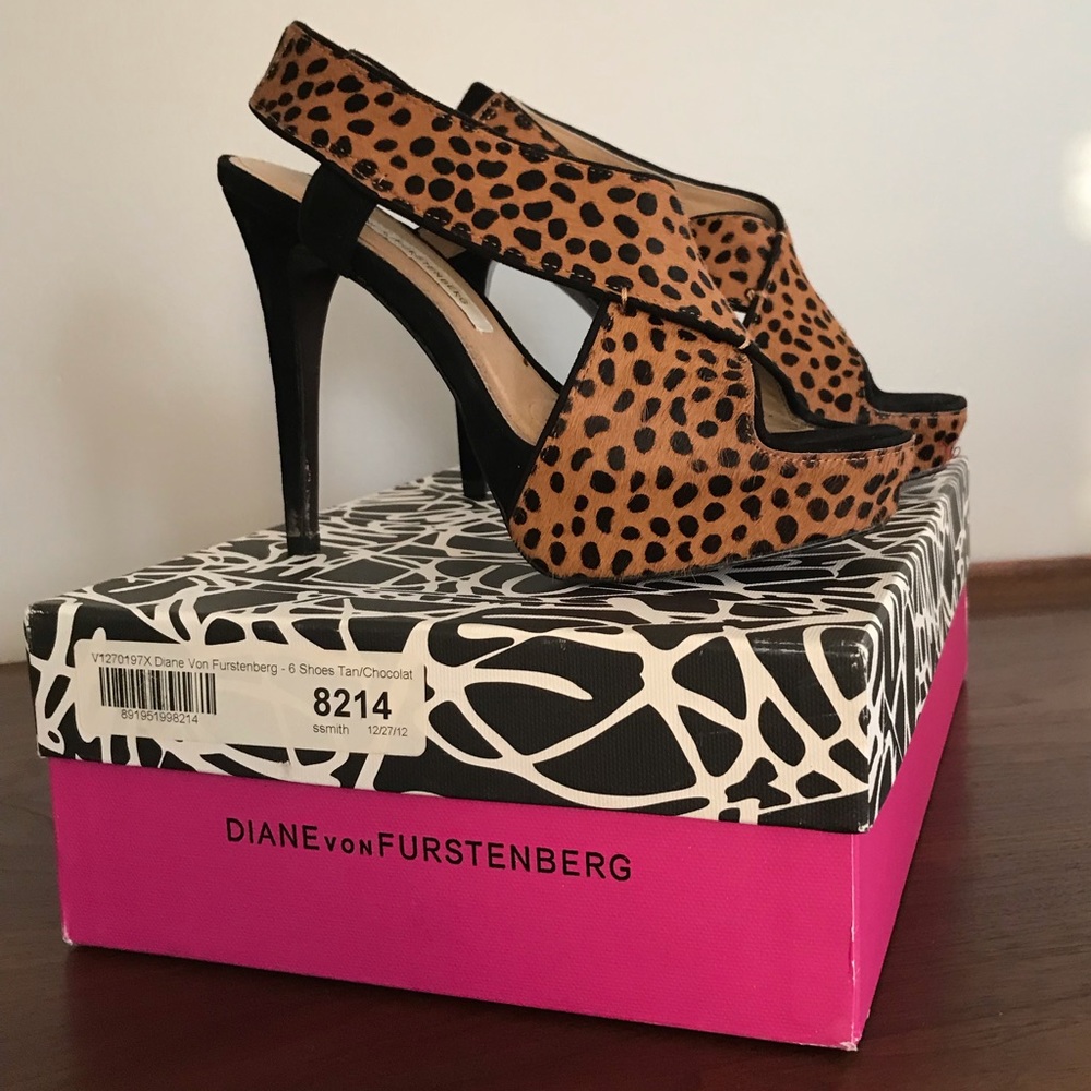 DVF Spotted animal print platform Zia sandals